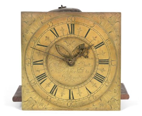 ~ An Early 18th Century Thirty Hour Striking Wall Clock, signed John Sanderson, four posted movement with an anchor escapemen