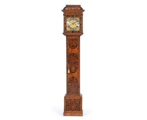 A Fine and Rare William and Mary Walnut Marquetry Longcase Clock with Bolt and Shutter Maintaining Power, signed Daniel Quare