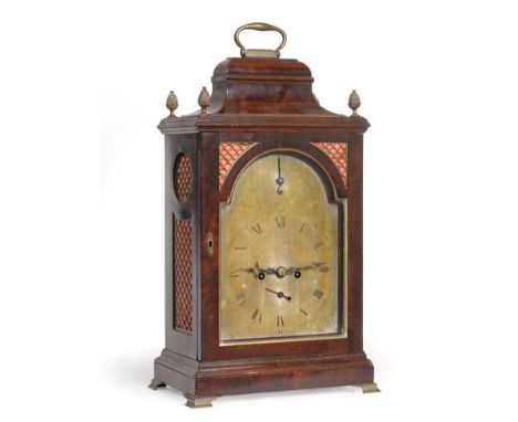 ~ A George III Mahogany Striking Table Clock, signed Fenwick, SoShields, Circa 1780, inverted bell top with carrying handle a