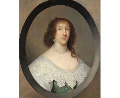 Attributed to Cornelius Johnson (1593-1661) Dutch Portrait of the Hon. Penelope Noel (1610-1633) Oil on panel in a feigned ov