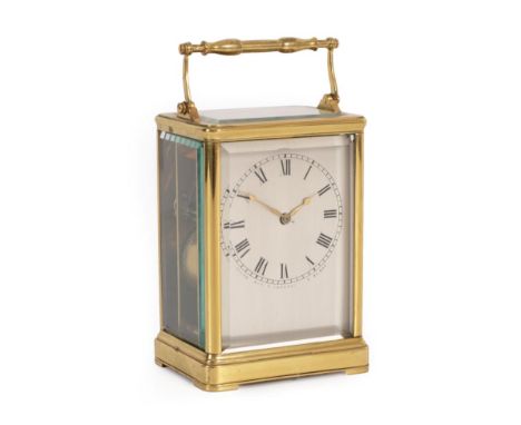 A Brass Striking Carriage Clock, signed Duval Rue D Orleans 8 A Paris, circa 1840, carrying handle, back door panel with wind