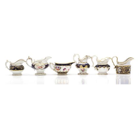 A collection of ten cream jugs, 19th century, to include stoneware and bone china examples, of various forms, all examples de