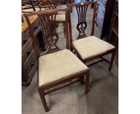 A pair of George III Chippendale style mahogany side chairs