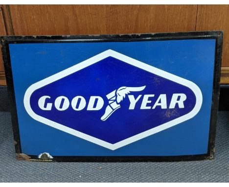 A late 20th century 'Goodyear' enamel advertising sign, 61cm x 39cmLocation:LAF 