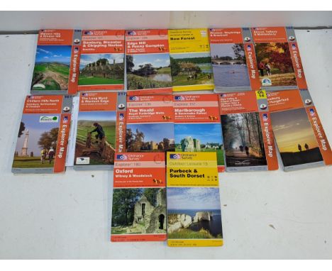 Fourteen ordinance survey maps to include once covering the area of Edge Hill & Fenny Compton, Chiltern Hills, The Long Mynd 