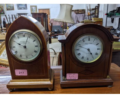 Two early 20th century mahogany cased mantel clocks, one a Mappin &amp; Webb bracket style clock, the other with French movem