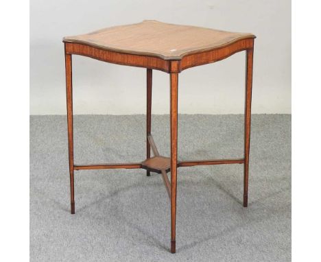 An Edwardian satinwood inlaid occasional table, bearing a label for Edwards and Roberts, 52cm69cm highCondition report: Overa
