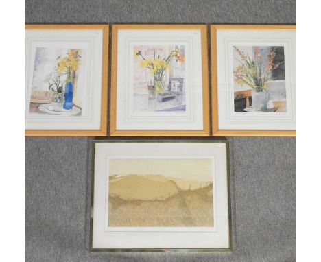 Berwyn Jones, 20th century, Y Gamlas, lithograph, signed in pencil, 42/75, 37 x 53cm, together with three Richard Ackerman si