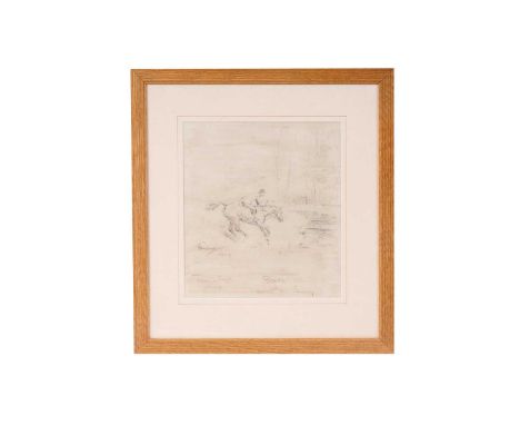 Tom Carr(1912-1977)"B. D. H. 1st Whip",signed and dated 1957,graphite on paper,25 x 22.5cms, in frame.