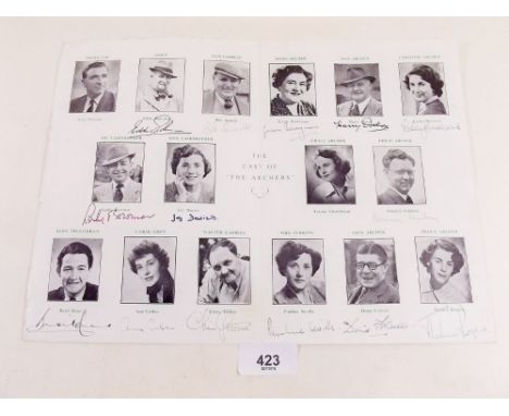 A 1950's 'The Archers' silver Microphone autographed programme with photographs of the cast, many of them signed