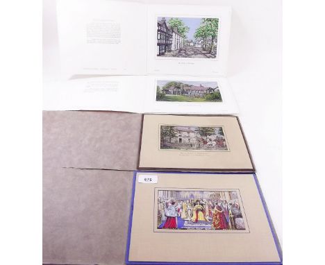 Four Brocklehurst-Whiston Stevengraph pictures: Prestbury, Kettleshulme, Gawsworth and the Queens Coronation 