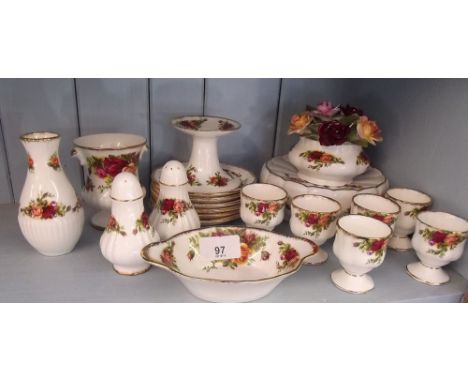 A group of Royal Albert Country Roses including: eight egg cups, eight pin dishes etc.