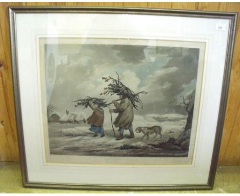 A mounted and framed print entitled "Cottagers in Winter" after Geo. Morland and published 1812 by R Lambe, Fleet Street - 33
