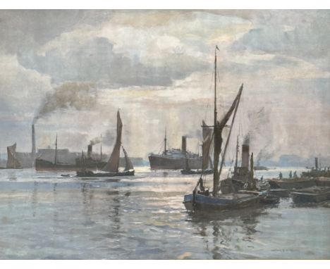 After Arthur Burgess, The Thames at Dartford, print, in gilt glazed frame (30cm x 41cm)