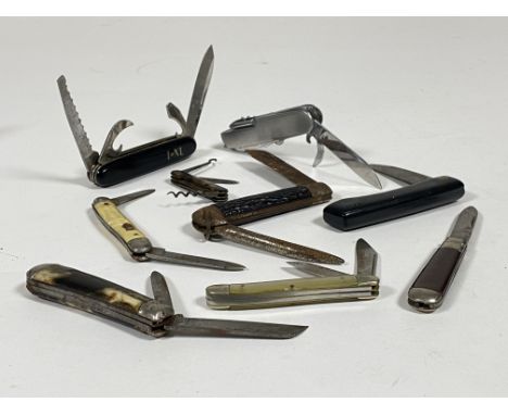 A collection of pocket knives to include; a Rodgers I*XL multi-tool pocket knife, a CK real lamb foot knife (blade tip A/F) t