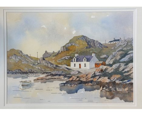 John Davie, Rocky Shore, Harris, print, in silver mounted frame (25cm x 34cm)