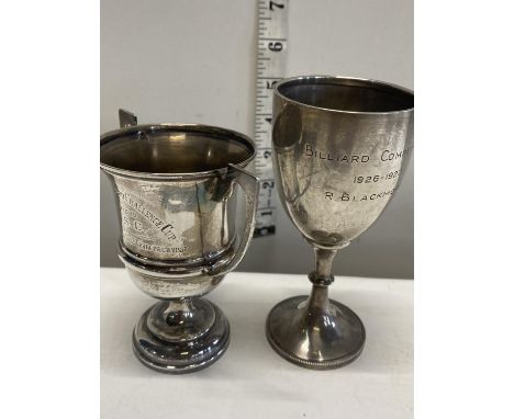 Two hallmarked silver trophies total weight 118.43g 