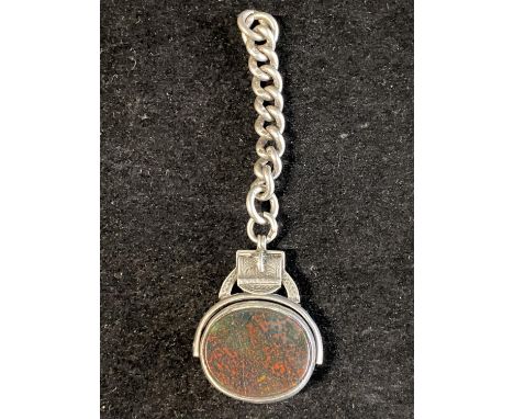 A hallmarked silver spinning fob on chain 