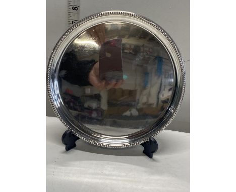 A heavy solid silver tray total weight 307g 