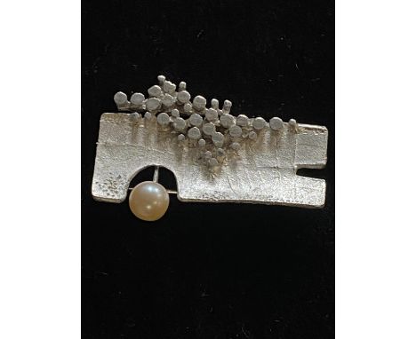 A vintage 1970's designer Scandinavian silver brooch marked 830S with crown