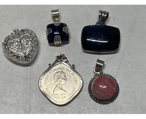 A selection of stamped 925 silver pendants 