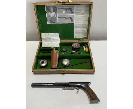 A Jim Greathead bespoke made .36 calibre single shot muzzle loading pistol with case &amp; accessories. Current Firearm Certi