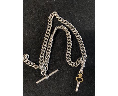 A hallmarked silver double albert chain 72.50g 