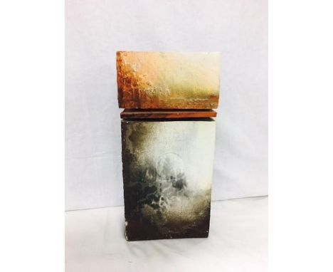 Gaynor Lindsell 'Rajasthan Columns' Ceramic work from 1999 exhibition, approx. 40cm H x 20cm W x 9cm D 