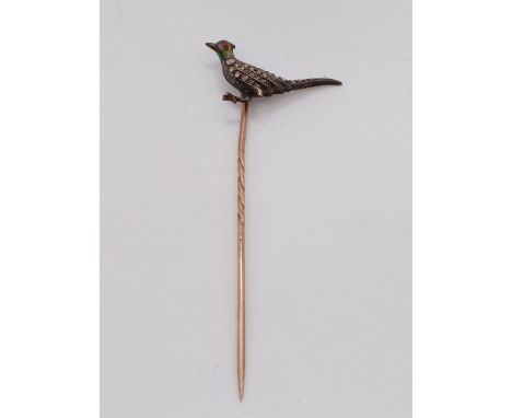 A late 19th/early 20th century stick pin, in the form of a pheasant 