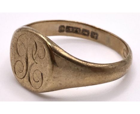 A 9ct gold signet ring, ring size M, 2.7 g 