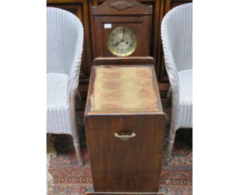 OAK CASED WALL CLOCK AND ART DECO STYLE PIANO STOOL 