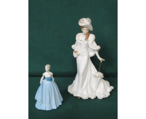 ROYAL WORCESTER GOLDEN LADIES FIGURINE- ELEANOR.  ALSO SMALL COALPORT FIGURINE- NINA