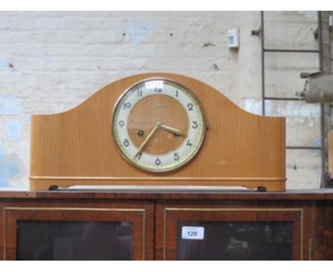 JUNGHANS LIGHT OAK MANTEL CLOCK WITH 'TING-TANG' STRIKE 