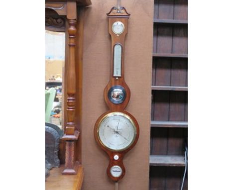 MAHOGANY WHEEL BAROMETER BY P. NICHO, LIVERPOOL 