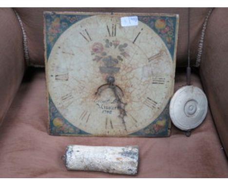 PAINTED LONGCASE CLOCK WITH PENDULUM MOVEMENT AND ONE WEIGHT 