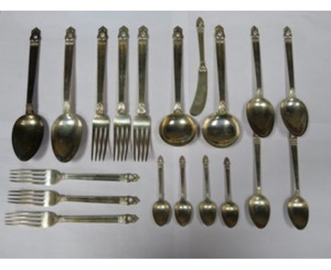 PARCEL OF GERMAN SILVER PLATED FLATWARE, APPROXIMATELY NINETEEN PIECES, ALL STAMPED 'USF' AND '90' 