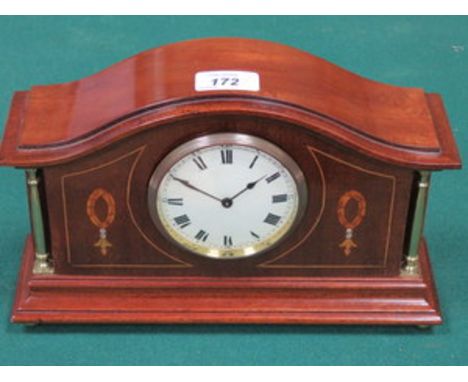 REPRODUCTION MAHOGANY INLAID MANTEL CLOCK 