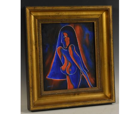 British School, Contemporary, Austin Samson,Nude Study, Red and Blue, No. VII,signed, titled to verso, oil on board, 30cm x 2