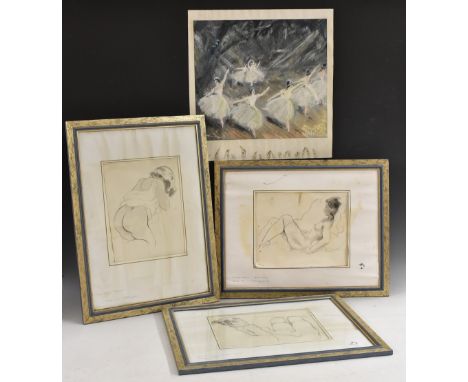 JoanneAt the Balletsigned, dated '68, gouache, 34.5cm x 38.5cm;  Charles Martin, by and after, (French, 1884 - 1934), A set o