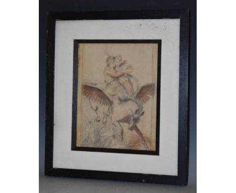 Manner of the Old Masters, late 19th/early 20th century,Perseus and Andromeda astride Pegasus,pencil, 24cm x 17cm