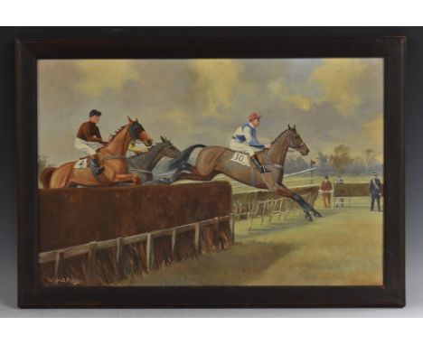 Wilfred Bailey (fl. 1900 - 1930)The Last Hurdlesigned, oil on canvas, insription to verso in pencil, 40cm x 60cm 