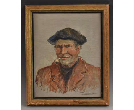Robert Laroche (1896 - 1974)Portrait of a Fishermansigned, oil on hardboard, 26cm x 21cm