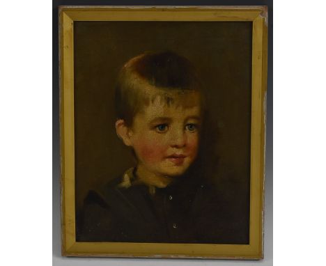 English School, late 19th/early 20th century,Portrait of a Young Boy,oil on canvas laid on board, 30cm x 23.5cm