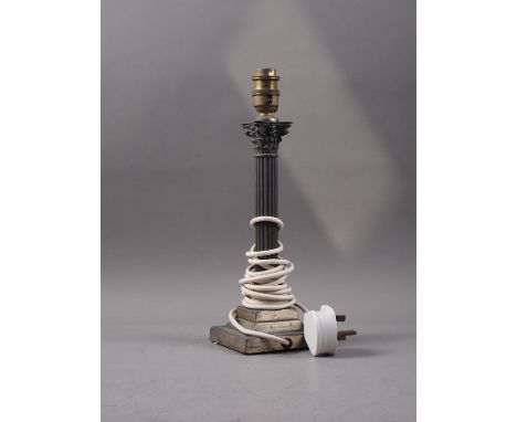 A Corinthian column table lamp, 12" high 