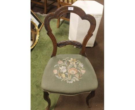 A MAHOGANY BEDROOM CHAIR WITH TAPESTRY SEAT 