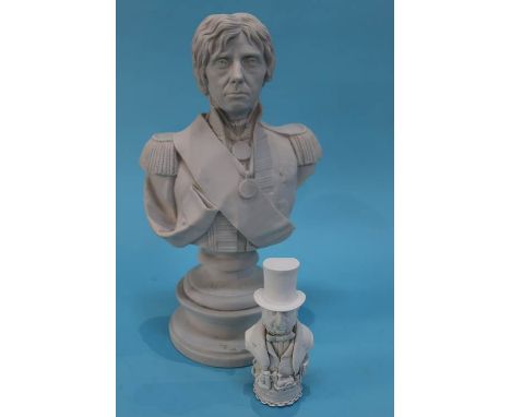 Two ceramic busts: Nelson, H36cm and Brunel (2)