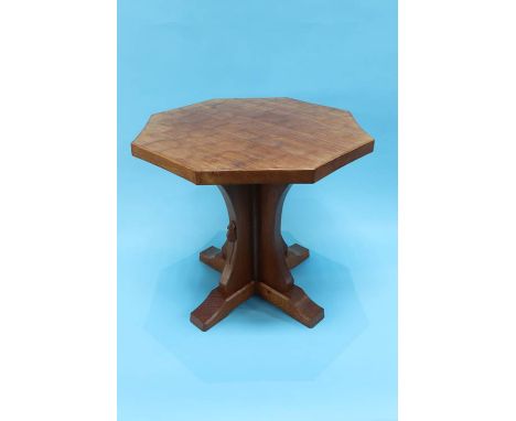 A Robert 'Mouseman' Thompson of Kilburn octagonal coffee table, W 50cm, H 48cm