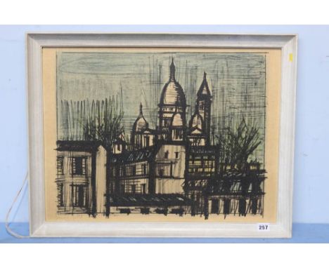 Bernard Buffet, print on board, 'View of Sacre-Coeur Cathedral', 45 x 60cm