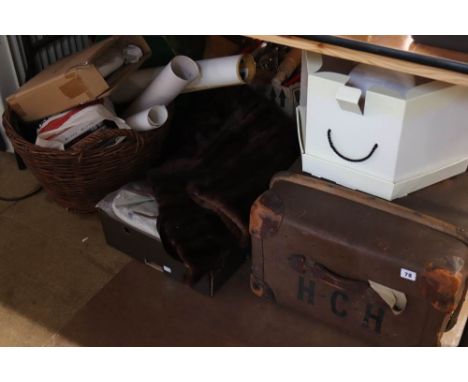 A trunk, hat and fur coat etc