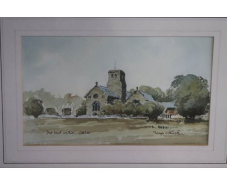 Thomas Wilkinson, watercolour, signed, 'St Pauls Church Jarrow', 18 x 28cm